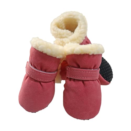 FANSU Hundeschuhe 4 Stück, Hundeschuhe Pfotenschutz Hunde Schuhe Outdoor Laufen Hundeschuhe Winter, Schuhe für Hunde Rutschfester für Kleine und Mittlere Hunde (L,Rosa) von FANSU