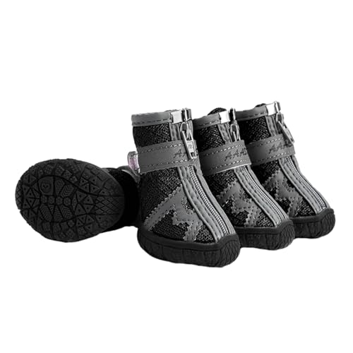 FANSU Hundeschuhe 4 Stück, Hundeschuhe Pfotenschutz Hunde Schuhe Outdoor Laufen Hundeschuhe Winter, Schuhe für Hunde Rutschfester für Kleine und Mittlere Hunde (XS,1703 Schwarz) von FANSU