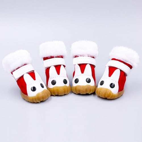 FANSU Hundeschuhe 4 Stück Hundeschuhe Pfotenschutz Hunde Schuhe Laufen Hundeschuhe Winter Schuhe für Hunde Schneestiefel Schuhe Hund für Kleine Mittlere Hunde (1,Rot) von FANSU