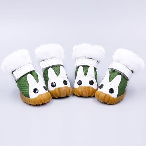 FANSU Hundeschuhe 4 Stück Hundeschuhe Pfotenschutz Hunde Schuhe Laufen Hundeschuhe Winter Schuhe für Hunde Schneestiefel Schuhe Hund für Kleine Mittlere Hunde (4,Grün) von FANSU