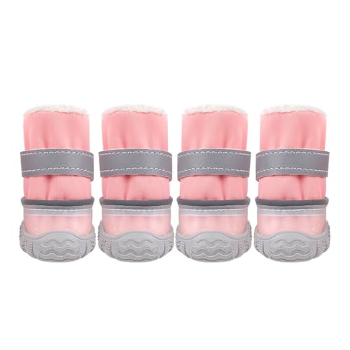 FANSU Hundeschuhe Pfotenschutz Hunde, Schuhe Laufen Hundeschuhe, 4 Stück Winter Schuhe für Hunde Schneestiefel Schuhe Hund für Kleine Mittlere Hunde (2,Hellrosa) von FANSU