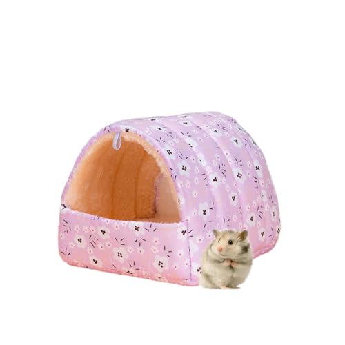 FANSU Meerschweinchen Bett Versteck, Meerschweinchen Betthöhle Winter Gemütliches Waschbar Kuschelhöhle Kuschelig für Kleintiere Hamster Chinchillas Mini Igel (10x10CM,Lila Blume) von FANSU