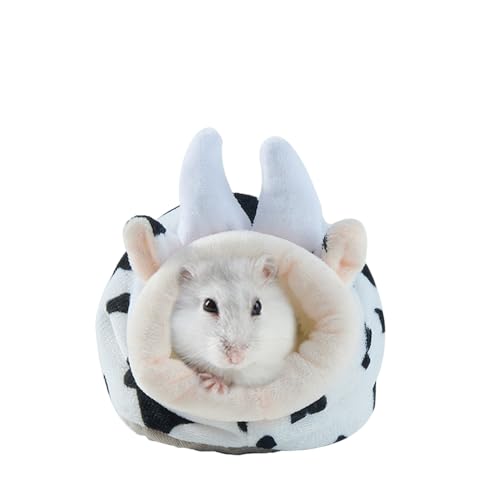 FANSU Meerschweinchen Bett Versteck, Meerschweinchen Betthöhle Winter Gemütliches Waschbar Kuschelhöhle Kuschelig für Kleintiere Hamster Chinchillas Mini Igel (11 * 12cm,Kuh) von FANSU