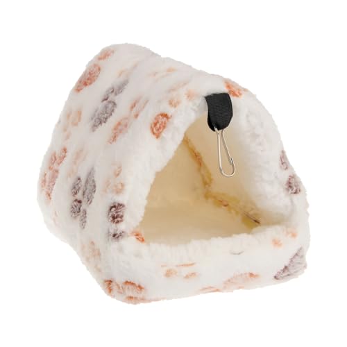 FANSU Meerschweinchen Bett Versteck, Meerschweinchen Betthöhle Winter Gemütliches Waschbar Kuschelhöhle Kuschelig für Kleintiere Hamster Chinchillas Mini Igel (16x13x16cm,Beige Hundepfoten) von FANSU