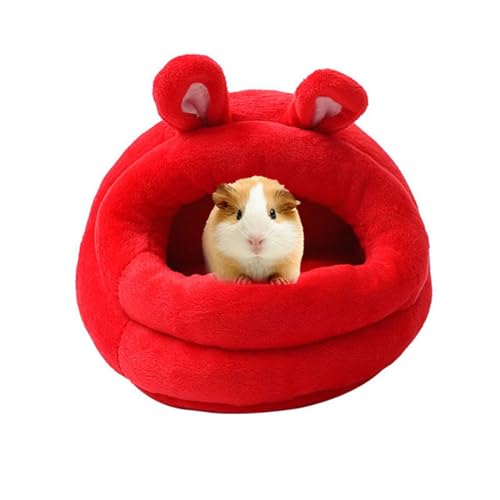 FANSU Meerschweinchen Bett Versteck, Meerschweinchen Betthöhle Winter Gemütliches Waschbar Kuschelhöhle Kuschelig für Kleintiere Hamster Chinchillas Mini Igel (20 * 20cm,Roter Bär) von FANSU