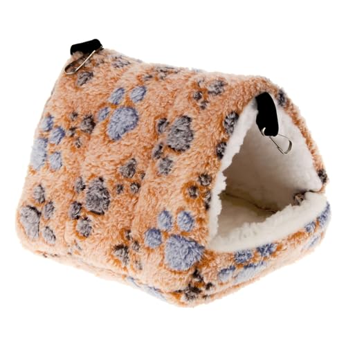 FANSU Meerschweinchen Bett Versteck, Meerschweinchen Betthöhle Winter Gemütliches Waschbar Kuschelhöhle Kuschelig für Kleintiere Hamster Chinchillas Mini Igel (20x16x19cm,Kamel Hundepfoten) von FANSU