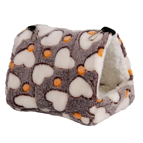 FANSU Meerschweinchen Bett Versteck, Meerschweinchen Betthöhle Winter Gemütliches Waschbar Kuschelhöhle Kuschelig für Kleintiere Hamster Chinchillas Mini Igel (24x23x25cm,Kaffee Pfote) von FANSU