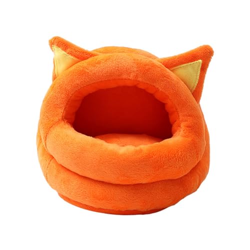 FANSU Meerschweinchen Bett Versteck, Meerschweinchen Betthöhle Winter Gemütliches Waschbar Kuschelhöhle Kuschelig mit Abnehmbarem Kissen für Kleintiere Hamster Chinchillas (L(20 * 20cm),Orange) von FANSU