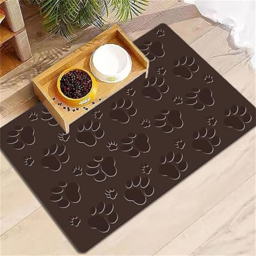 FANSU Napfunterlage Hund, Brauner Stil Saugfähig Schnelltrocknende rutschfest Futtermatte, Waschbar Diatomeenerde Futtermatte Hund Futterunterlage Katze, Unterlage Katzennapf (Braun 1,60x90cm) von FANSU