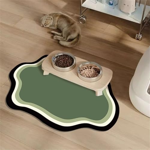 FANSU Napfunterlage Hund, Wolkenform Saugfähig Schnelltrocknende Waschbar rutschfest Futtermatte, Antifouling Moderne Diatomeenerde Futtermatte Hund Futterunterlage Katze (Grün,80x120cm) von FANSU
