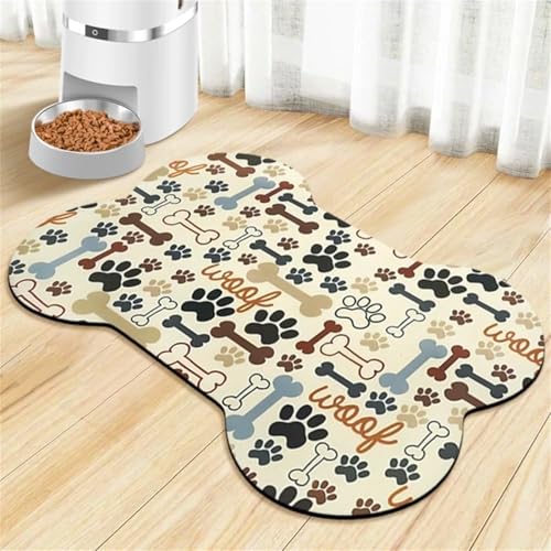 FANSU Napfunterlage Hund Saugfähig Schnelltrocknende, Spritzwassergeschützt rutschfest Futtermatte, Universell Futtermatte Hund Futterunterlage Katze, für Hunde & Katzen (Hellgelb,30x45cm) von FANSU