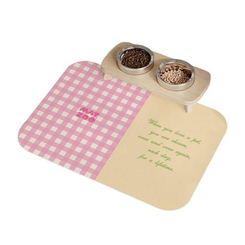 FANSU Napfunterlage Hund Saugfähig Schnelltrocknende, Waschbar rutschfest Futtermatte, Diatomeenerde Futtermatte Hund Futterunterlage Katze, für Hunde & Katzen (Rosa Plaid 1,40x50cm) von FANSU