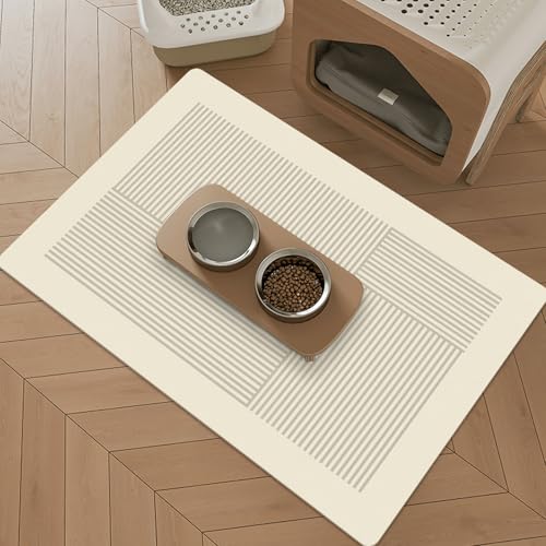 FANSU rutschfest Napfunterlage Hund, Saugfähig Schnelltrocknende Futtermatte, Diatomeenerde Futtermatte, Waschbar Hund Katze Futterunterlage (Linie 1,60x90cm) von FANSU