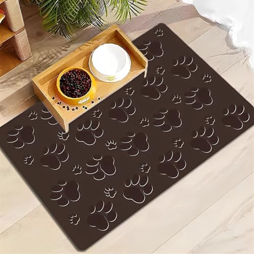 FANSU Pet Food Mat, Rectangular Absorbent pet Mats for Food Bowls, Washable Diatomite Feeding Mat, Quick Dry Non Slip Dog Slow Feeder Mat for Dogs and Cats Food Water Bowls (Braun 1,40x60cm) von FANSU