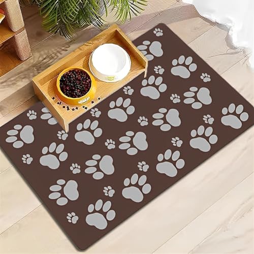 FANSU Pet Food Mat, Rectangular Absorbent pet Mats for Food Bowls, Washable Diatomite Feeding Mat, Quick Dry Non Slip Dog Slow Feeder Mat for Dogs and Cats Food Water Bowls (Braun 2,50x80cm) von FANSU