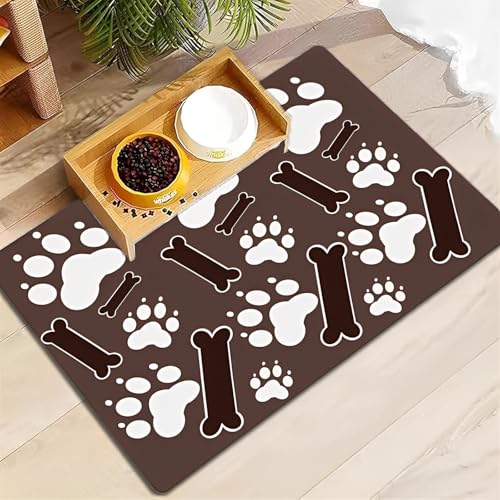 FANSU Pet Food Mat, Rectangular Absorbent pet Mats for Food Bowls, Washable Diatomite Feeding Mat, Quick Dry Non Slip Dog Slow Feeder Mat for Dogs and Cats Food Water Bowls (Braun 3,40x120cm) von FANSU