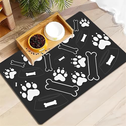 FANSU Pet Food Mat, Rectangular Absorbent pet Mats for Food Bowls, Washable Diatomite Feeding Mat, Quick Dry Non Slip Dog Slow Feeder Mat for Dogs and Cats Food Water Bowls (Dunkelgrau,60x90cm) von FANSU