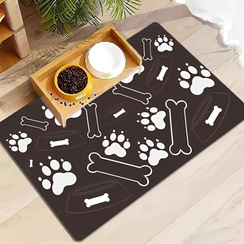 FANSU Pet Food Mat, Rectangular Absorbent pet Mats for Food Bowls, Washable Diatomite Feeding Mat, Quick Dry Non Slip Dog Slow Feeder Mat for Dogs and Cats Food Water Bowls (Kaffee 2,30x40cm) von FANSU