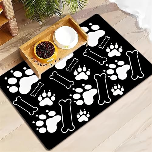FANSU Pet Food Mat, Rectangular Absorbent pet Mats for Food Bowls, Washable Diatomite Feeding Mat, Quick Dry Non Slip Dog Slow Feeder Mat for Dogs and Cats Food Water Bowls (Schwarz 1,50x80cm) von FANSU