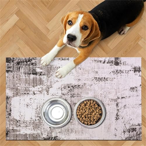 FANSU Retro-Holzmaserung Napfunterlage Hund Saugfähig Schnelltrocknende, rutschfest Futtermatte, Waschbar Futtermatte Hund Futterunterlage Katze, für Hunde & Katzen (Retro,40x120cm) von FANSU