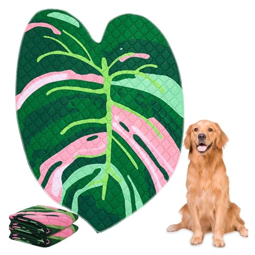 FANSU Waschbar Welpen Unterlagen, 1 Stück Wiederverwendbare PIPI Matten für Hunde, Inkontinenzunterlage, Welpenunterlage für Hunde, Katzen, Meerschweinchen (38x50cm,Monstera Deliciosa) von FANSU