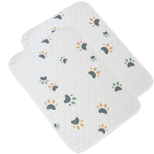 FANSU Welpen Unterlagen, 2 Stück Atmungsaktiv Wiederverwendbare PIPI Matten für Hunde, Inkontinenzunterlage Waschbar, Welpenunterlage für Welpen, Inkontinente Hunde (70x100cm,Grün) von FANSU