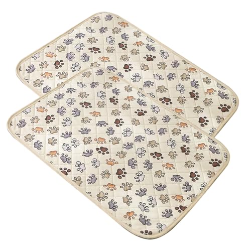 FANSU Welpen Unterlagen, 2 Stück Atmungsaktiv Wiederverwendbare PIPI Matten für Hunde, Inkontinenzunterlage Waschbar, Welpenunterlage für Welpen, Inkontinente Hunde (70x100cm,Khaki) von FANSU