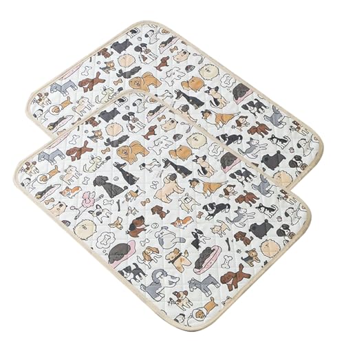 FANSU Welpen Unterlagen, 2 Stück Atmungsaktiv Wiederverwendbare PIPI Matten für Hunde, Inkontinenzunterlage Waschbar, Welpenunterlage für Welpen, Inkontinente Hunde (70x100cm,Welpe) von FANSU