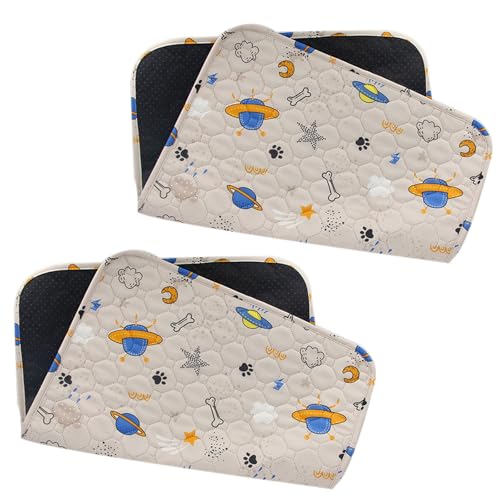 FANSU Welpen Unterlagen, 2 Stück Wiederverwendbare PIPI Matten für Hunde, Atmungsaktiv Inkontinenzunterlage Waschbar, Welpenunterlage für Welpen, Inkontinente Hunde (70x100cm,Planet) von FANSU