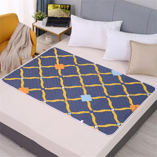 FANSU Welpen Unterlagen, Karierter Druck 1 Stück Wiederverwendbare PIPI Matten für Hunde, Nkontinenzunterlage Waschbar, Welpenunterlage für Welpen Alte (180x200cm,Dunkelblau) von FANSU