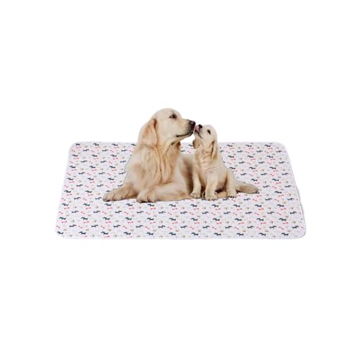 FANSU Welpen Unterlagen, Wiederverwendbare PIPI Matten für Hunde, Inkontinenzunterlage Waschbar, Welpenunterlage für Welpen, Alte, oder Inkontinente Hunde (M-45x60cm,Weiße Hunde) von FANSU