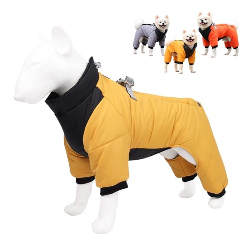 FANSU Winter Hundemantel (mit Ärmeln), Hundemantel für Kleine Hunde/Grosse Hunde/Welpen, Winter Hundemantel Warme Hundejacke Haustier Jacken Wattierte Kleidung (L,Gelb) von FANSU