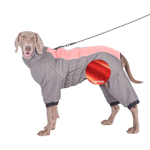 FANSU Winter Hundemantel mit Ärmeln Hundemantel für Mittelgroßer Hunde Grosse Hunde Winter Hundemantel Warme Hundejacke Haustier Jacken Wattierte Kleidung (2XL,Rosa grau) von FANSU