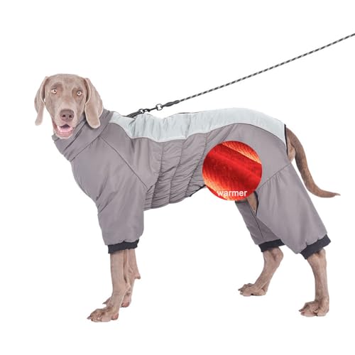 FANSU Winter Hundemantel mit Ärmeln Hundemantel für Mittelgroßer Hunde Grosse Hunde Winter Hundemantel Warme Hundejacke Haustier Jacken Wattierte Kleidung (4XL,Hellblau grau) von FANSU