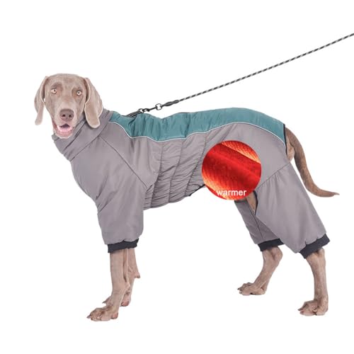 FANSU Winter Hundemantel mit Ärmeln Hundemantel für Mittelgroßer Hunde Grosse Hunde Winter Hundemantel Warme Hundejacke Haustier Jacken Wattierte Kleidung (5XL,Salbeigrün Grau) von FANSU