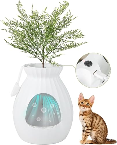 FANTASK 63L Katzentoilette, intelligente Geruchsbeseitigung & Sterilisation mit Türvorhang, Blumentopf-Stil mit Kunstpflanze, Kieselsteinen & Schaufel, 50x50x59cm, weiß FANTASK 63L Katzentoilette, intelligente Geruchsbeseitigung & Sterilisation mit Türvorhang, Blumentopf-Stil mit Kunstpflanze, Kieselsteinen & Schaufel, 50x50x59cm, weiß von FANTASK