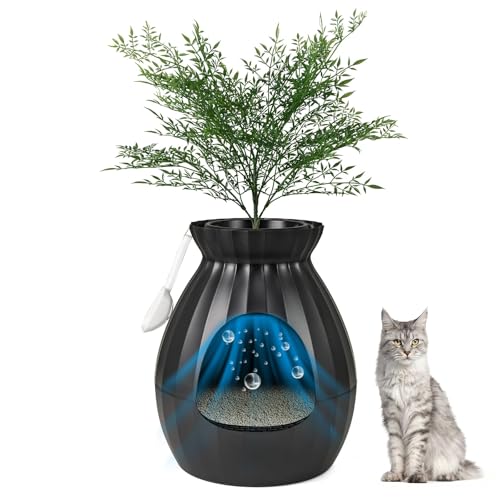 FANTASK Katzenklo, 50x50x59cm, Katzenklo mit elektronischem Geruchsbeseitigungssystem, Blumentopf-Stil mit künstlicher Pflanze und Kieselsteinen, Schwarzes Katzenklo FANTASK Katzenklo, 50x50x59cm, Katzenklo mit elektronischem Geruchsbeseitigungssystem, Blumentopf-Stil mit künstlicher Pflanze und Kieselsteinen, Schwarzes Katzenklo von FANTASK