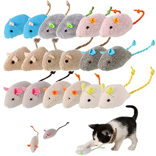 FANTESI 18 Stück Katzenminzen Spielzeug, Plüsch Katzenspielzeug Maus Set Spielzeug Katze Catnip Toy Interaktives für Katzen und Kätzchen von FANTESI