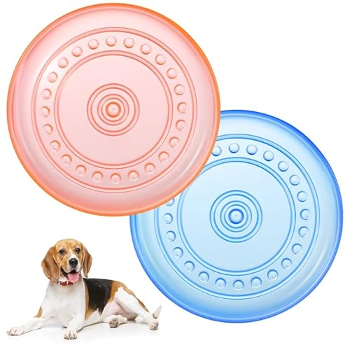 FANTESI 2 Stück Dog Flying Disc, 18.5 cm Hunde Gummi Flying Saucer Hundespielzeug Flying Disc, Hunde Scheiben für Hundetraining, Fangen, Spielen (Weich und Super Stabil) von FANTESI