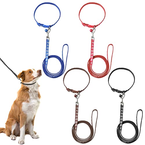 FANTESI 4 Stück Welpenhalsbänder mit Leine Set Hundehalsband und Leine Verstellbares Hundehalsband Schnellverschluss Weich Nylon Haustier Halsband für Welpen Kleine Mittlere Hunde Katzen von FANTESI