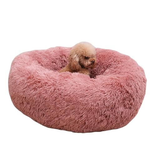 FAOLONE Selbstwärmendes Haustierbett, Donut-, Katzen- und Hundebett, beruhigendes Katzen- und Hundebett für Haustiere, Katzenbetten, bequem, rund, weich, Größe S, 50,8 cm, Rosa von FAOLONE