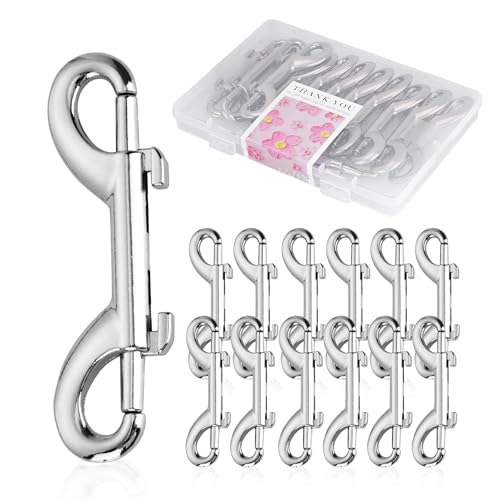 12 Stück doppelseitige Druckknöpfe, 8,9 cm Zinklegierung, Metallclip, silberfarbene doppelseitige Karabinerhaken für Hundeleine, Wassereimer-Haken, Schlüsselhalter, Karabiner, Zuhause, Bauernhof, 12 Stück doppelseitige Druckknöpfe, 8,9 cm Zinklegierung, Metallclip, silberfarbene doppelseitige Karabinerhaken für Hundeleine, Wassereimer-Haken, Schlüsselhalter, Karabiner, Zuhause, Bauernhof, von FARQAN