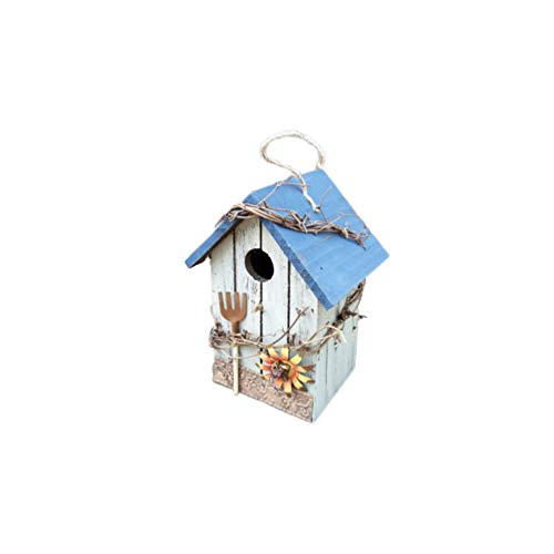 FARUTA Vogelhäuser aus Holz Garten Indoor Outdoor Dekoratives Vogelhaus Vogelnest für Eichhörnchen Kolibri Bluebird Papagei Spatz Vogel (Farbe: Blaues Dach 1) von FARUTA