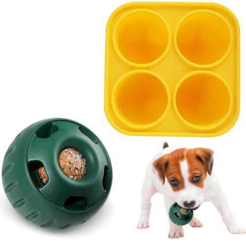 FARYODI Schleckball Hund，Pupsicle Hundespielzeug Langlebiges Leckerli，Interaktives Hunde Leckerli Ball Spielzeug，Befüllbares Hundespielzeug,(dunkelgrüne Kugel) von FARYODI
