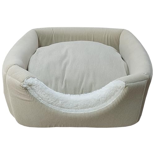 FASHION ANIMALS Premium Haustierbett für Hunde & Katzen – Rutschfestes, bequemes Haustiersofa – Waschbar & robust – Weiches Design für Komfort & Stil (3 in 1, Beige) von FASHION ANIMALS