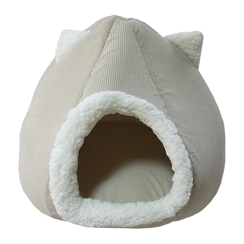 FASHION ANIMALS Premium Haustierbett für Hunde & Katzen – Rutschfestes, bequemes Haustiersofa – Waschbar & robust – Weiches Design für Komfort & Stil (with Ears, Beige) von FASHION ANIMALS