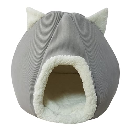 FASHION ANIMALS Premium Haustierbett für Hunde & Katzen – Rutschfestes, bequemes Haustiersofa – Waschbar & robust – Weiches Design für Komfort & Stil (with Ears, Gris) von FASHION ANIMALS