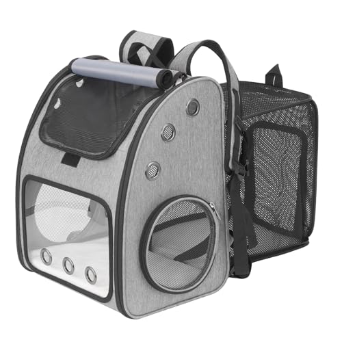 FASRIOU Erweiterbar Katzenrucksack Hunderucksack für Große Katzen und Kleine Hunde, Faltbare Katzen Rucksack bis 8kg mit Innerer Sicherheitsleine, Haustier Rucksack mit Fenster, Grau FASRIOU Erweiterbar Katzenrucksack Hunderucksack für Große Katzen und Kleine Hunde, Faltbare Katzen Rucksack bis 8kg mit Innerer Sicherheitsleine, Haustier Rucksack mit Fenster, Grau von FASRIOU