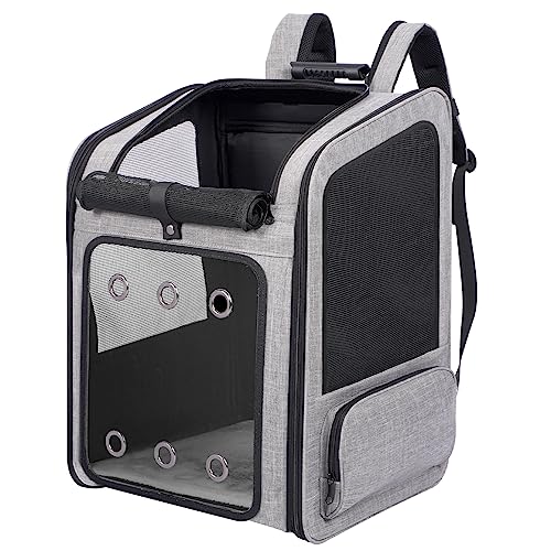 FASRIOU Katzenrucksack Große Katzen, Hunderucksack bis 15 kg, Katzen Rucksack Groß für Katzen und Kleine Hunde Faltbare Haustier Rucksack mit belüftetem Design, Grau FASRIOU Katzenrucksack Große Katzen, Hunderucksack bis 15 kg, Katzen Rucksack Groß für Katzen und Kleine Hunde Faltbare Haustier Rucksack mit belüftetem Design, Grau von FASRIOU