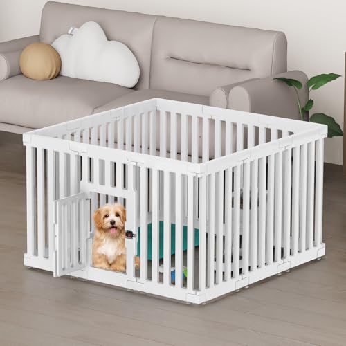 FASRIOU Welpenauslauf Indoor 65cm Hoch, Kunststoff Welpengehege mit rutschfesten Saugnäpfen, Hunde-Laufstall für kleine Hunde, 12 Paneele FASRIOU Welpenauslauf Indoor 65cm Hoch, Kunststoff Welpengehege mit rutschfesten Saugnäpfen, Hunde-Laufstall für kleine Hunde, 12 Paneele von FASRIOU